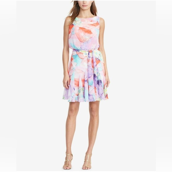 Ralph Lauren Women’s Floral Flare Georgette Mini Dress - Picture 6 of 7